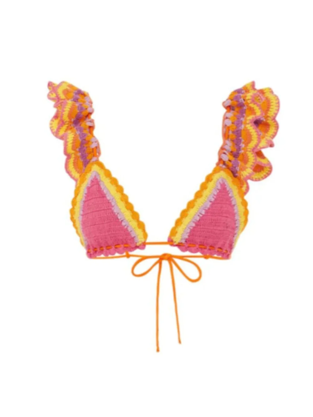 Free People It's Now Cool the Crochet Frill Pink Bikini Top & Bottom Size S/M
